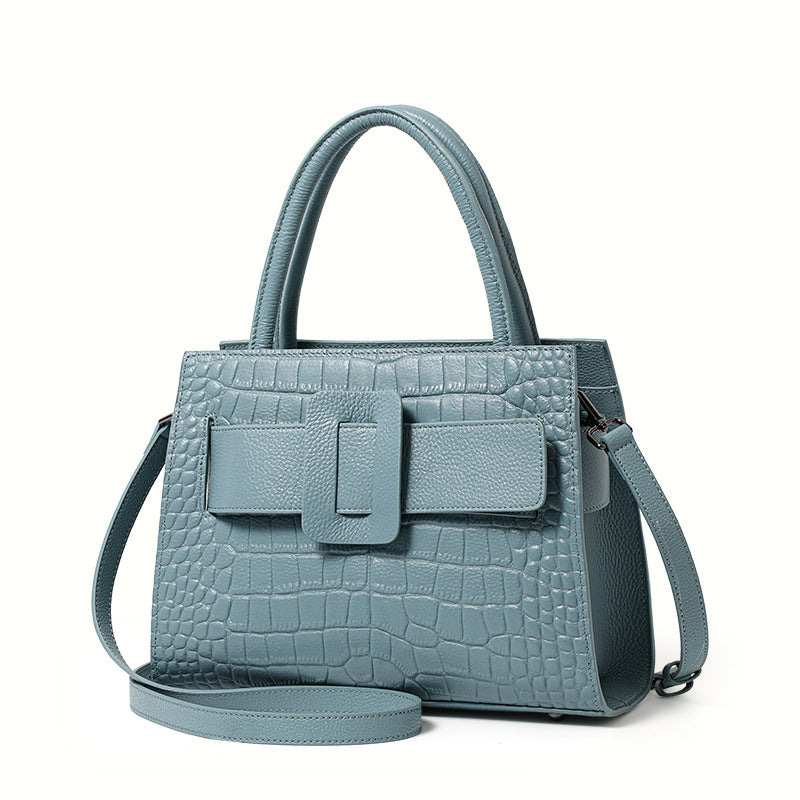Genuine Leather Crocodile-Embossed Tote Handbag for Women, Trendy Niche Designer Shoulder Crossbody Top Handle Purse, Fashionable Bag for Ladies