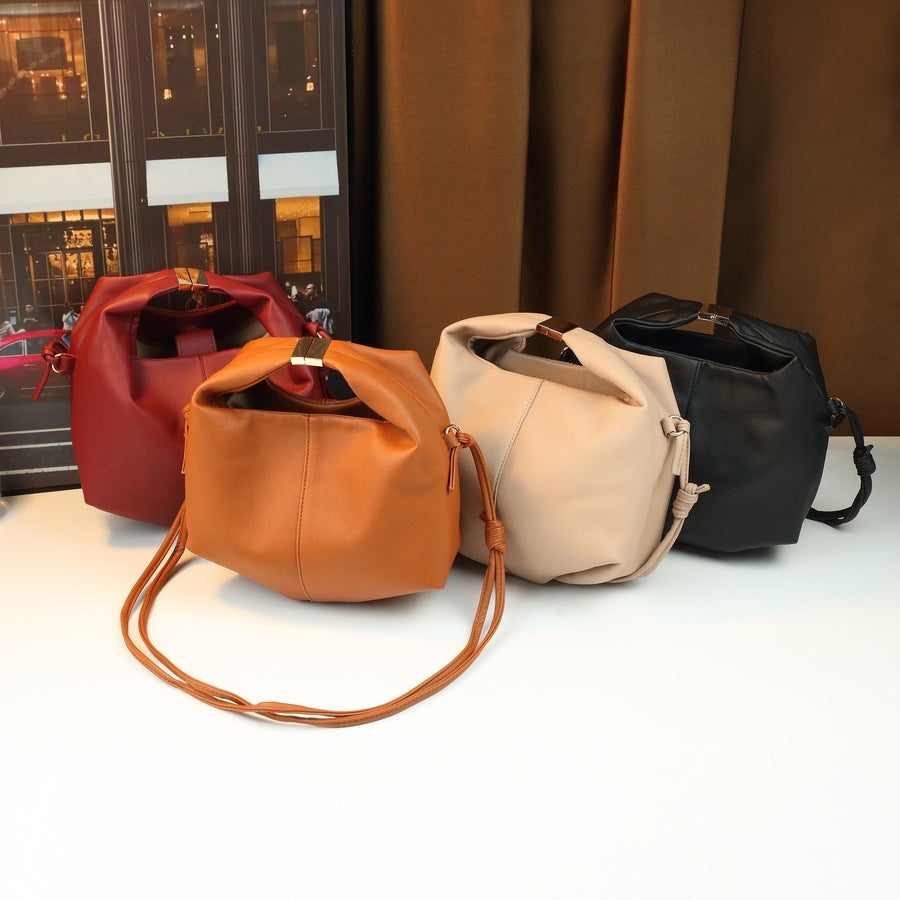 Pebble Grain Bento Bag for Women Minimalist Shoulder Crossbody Handbag, Niche Versatile Purse with Clean Solid Color Design