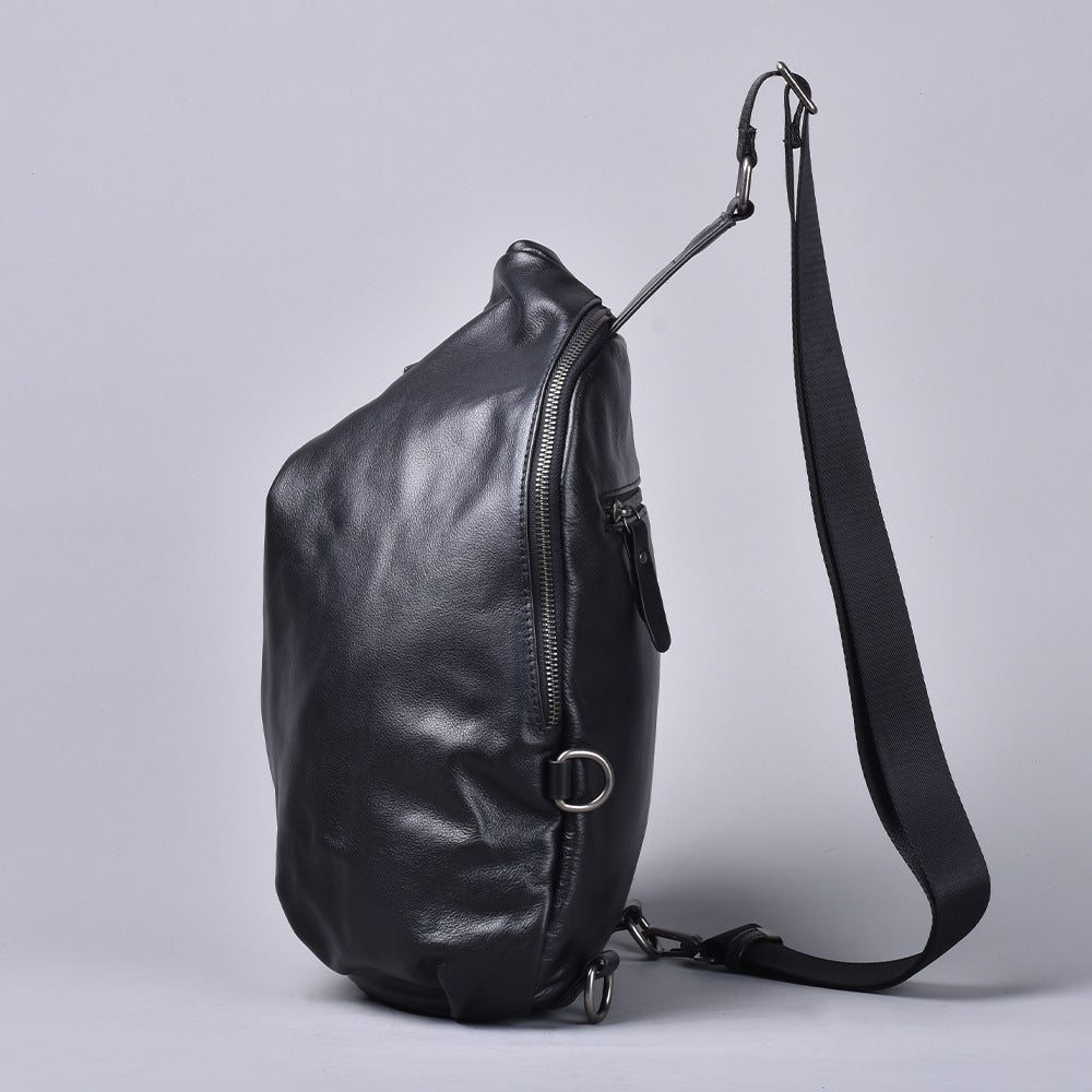 Premium Handcrafted Top-Layer Cowhide Leather Chest Bag for Men | Vintage Style Cross-Body Shoulder Pack with Large Spacious Interior | High-End Casual Sling Bag for Daily Commute, Travel & Outdoor Adventures | Durable & Stylish Genuine Leather Acces
