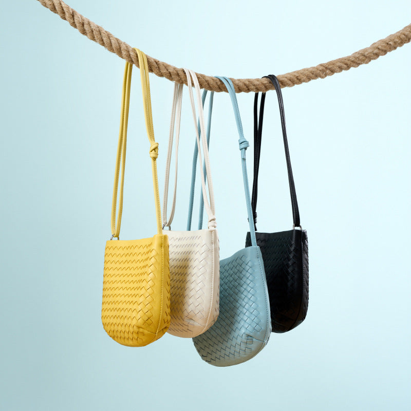 Top Layer Lambskin Handwoven Small Underarm Bag, Niche Designer Crossbody Shoulder Purse, Premium Handbag for Women