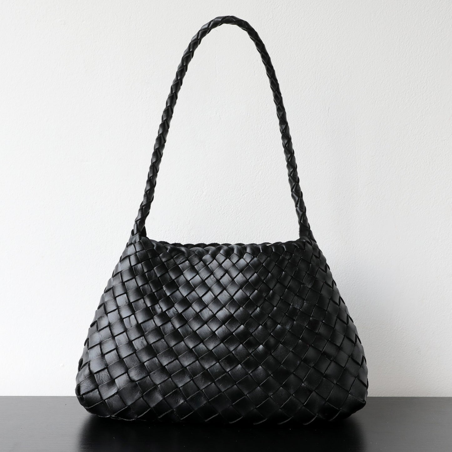 Top Layer Cowhide Handwoven Basket Bag for Women Light Luxury French Vintage Shoulder Underarm Handbag, Genuine Leather Purse with Artisan Texture