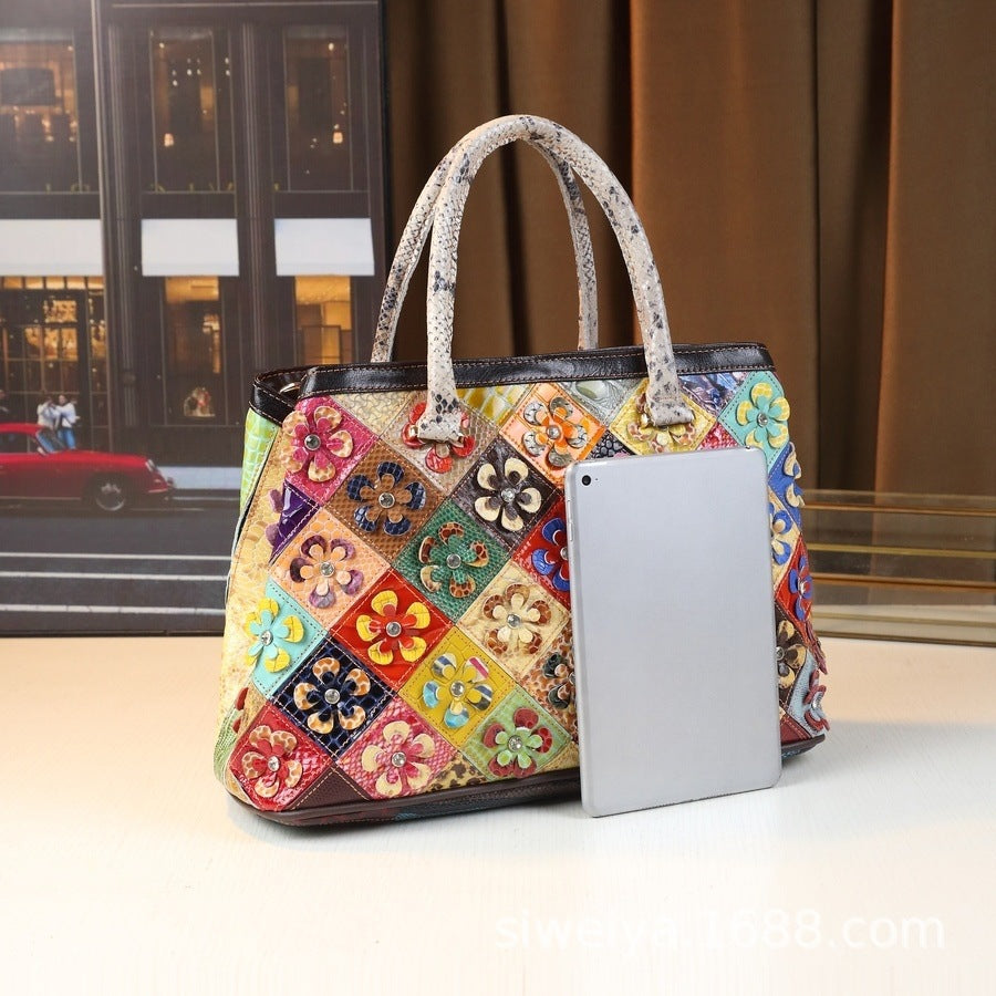 New Arrival Floral Color-Blocked Handbag for Women, A Trendy Top-Handle Crossbody Shoulder Bag with Versatile Fashionable Design, Perfect Everyday Purse