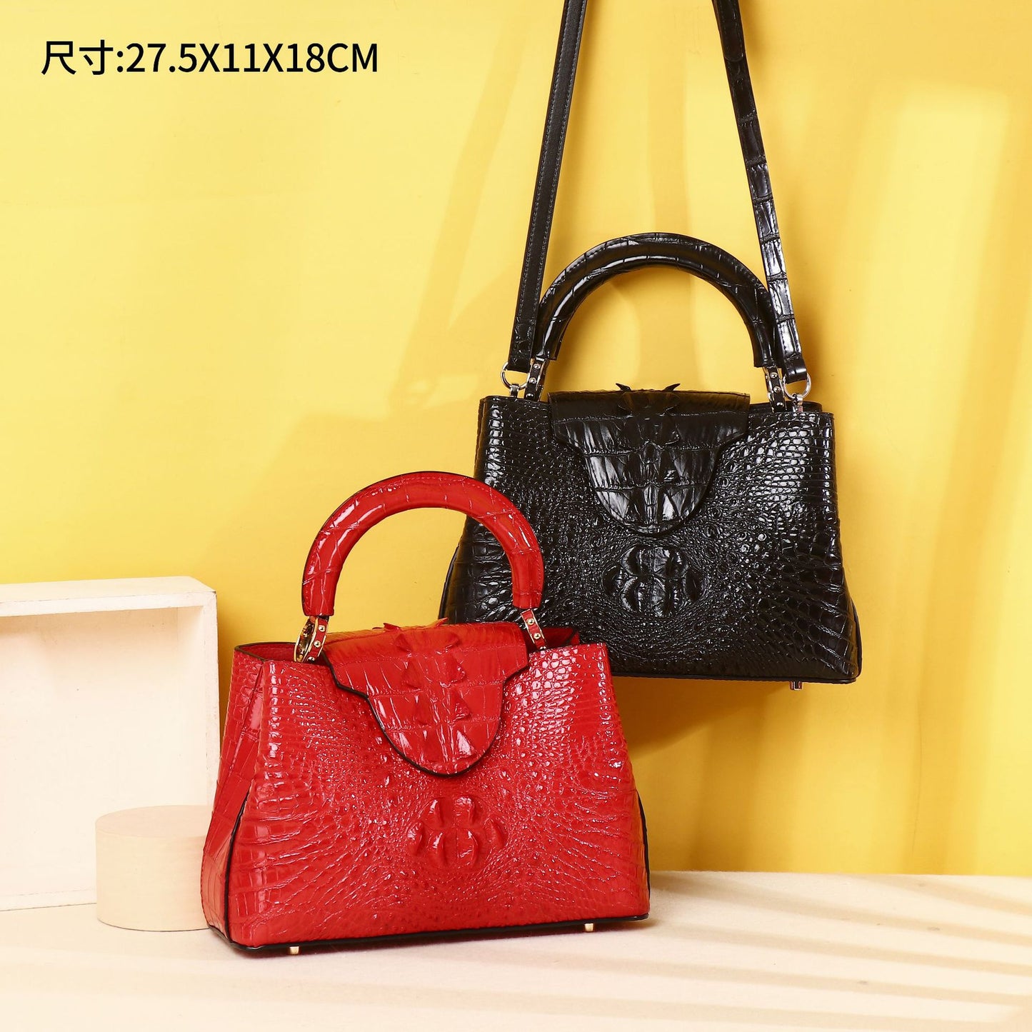 New Arrival Croc-Effect Handbag for Women, A Trendy Versatile Shoulder Crossbody Top-Handle Bag Perfect for Outdoor Casual & Everyday Use