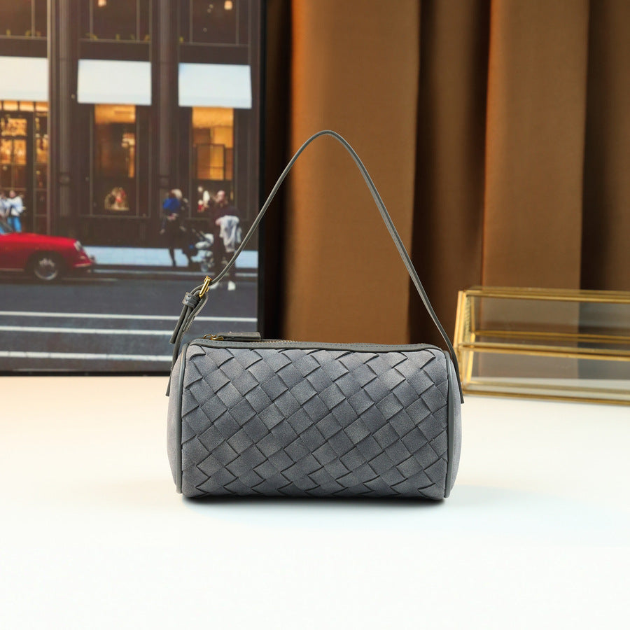 Woven Pillow Bag for Women Korean Style Fall Winter Shoulder Handbag, Slouchy Versatile Purse with Cozy Woven Texture for Students & Everyday
