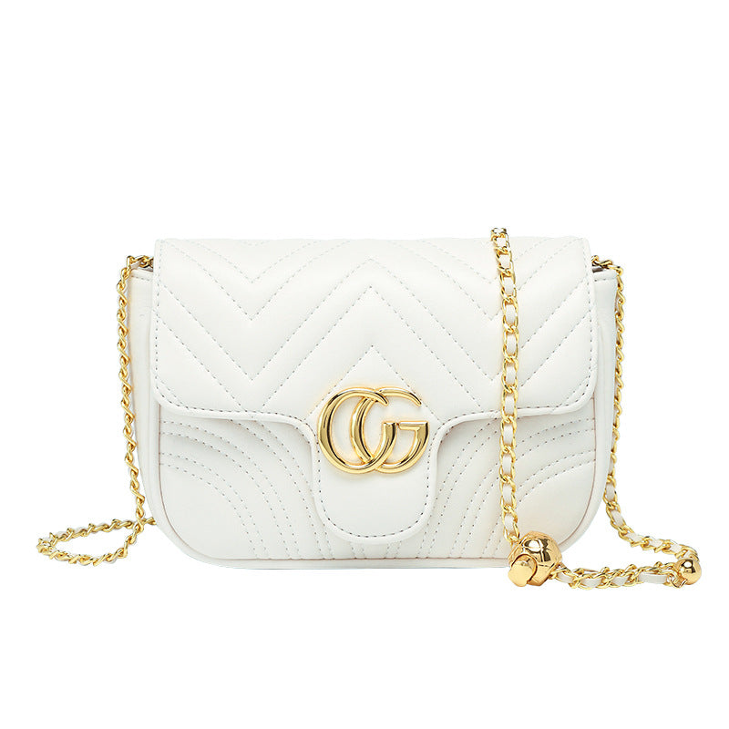 Genuine Leather Gold Ball Quilted Chain Shoulder Crossbody Bag for Women, Summer Stylish Handbag with Hong Kong Brand Vibe, Trendy Everyday Purse for Ladies
