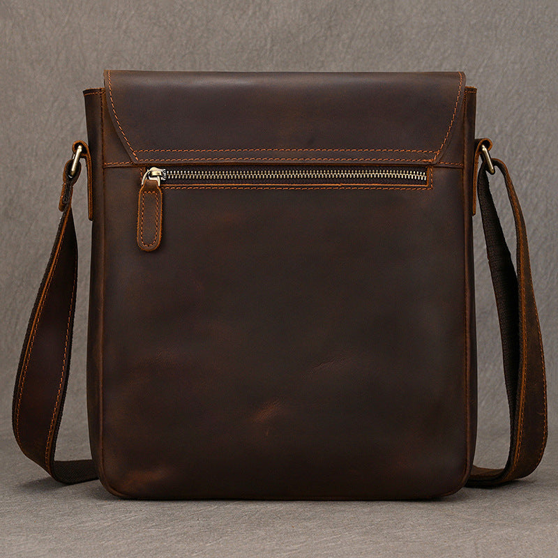 New Premium Genuine Leather Crossbody Shoulder Bag, Top Layer Cowhide Large Capacity Sling Pouch, Casual Work Bag for Men