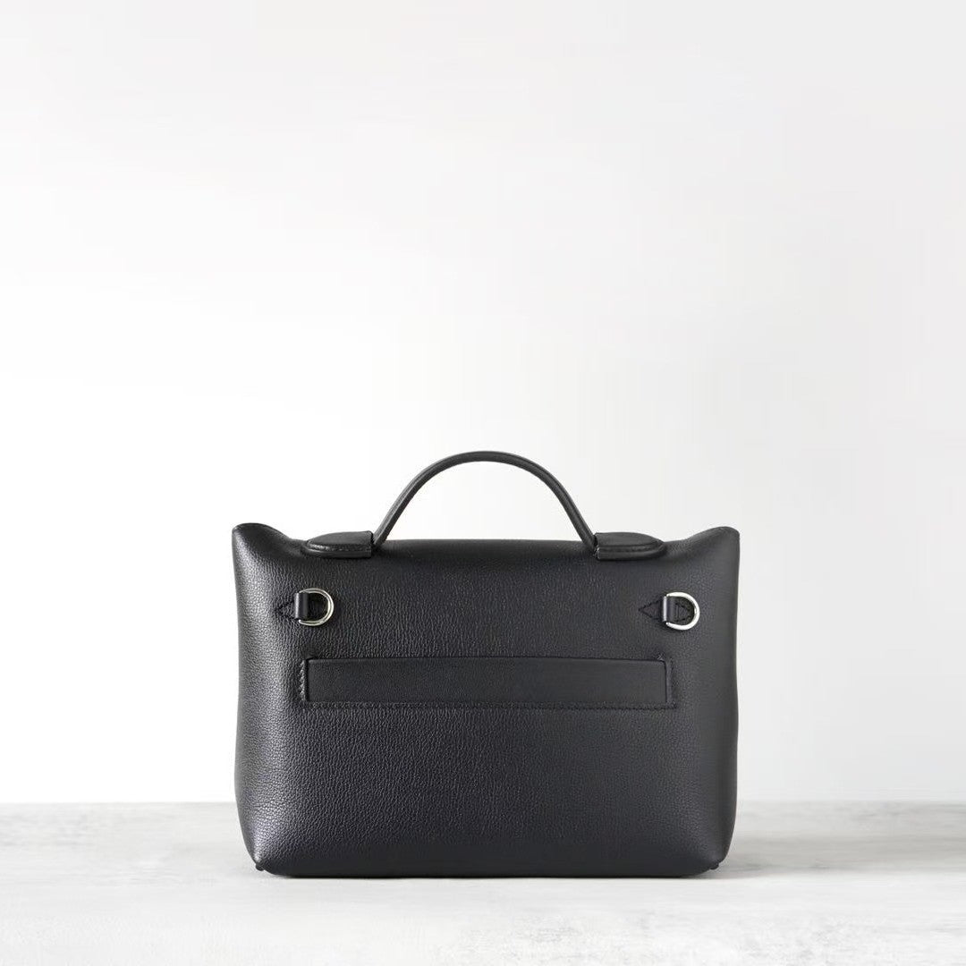 Genuine Leather Mini Kelly-Style 2424 Bag for Women, Semi-Handmade Shoulder Crossbody Top Handle Purse, Premium Full Steel Hardware Handbag for Ladies