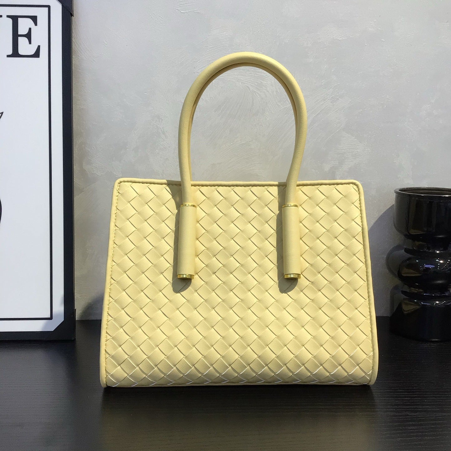 New Large Genuine Leather Woven Tote, Vintage Handbag, Fashion Shoulder & Crossbody Bag for Women