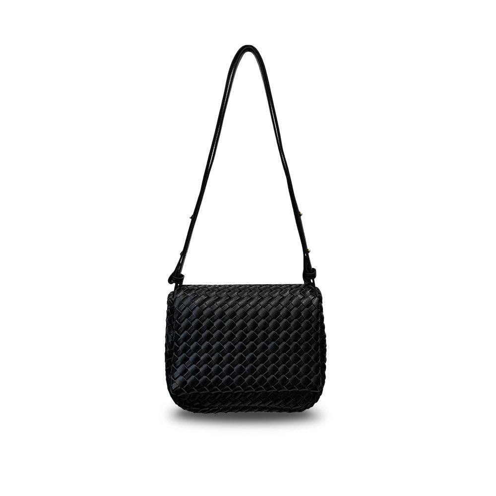 New Fine Woven Cowhide Mini Square Bag, Fashion Underarm Shoulder & Crossbody Bag for Women
