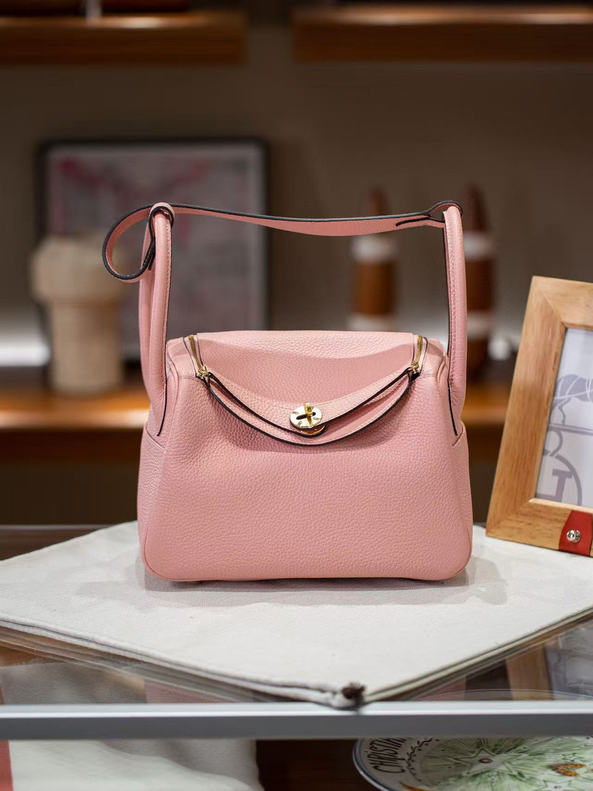Genuine TC Calfskin Leather Lindy-Style Bag for Women, Peige Artisan Full Steel Hardware Shoulder Purse, Premium Leather Handbag in 19/26/30 Sizes for Ladies