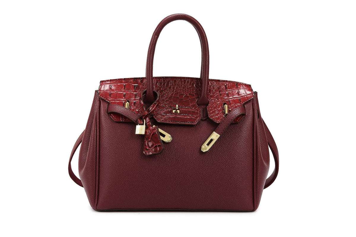 New Arrival Croc-Embossed Birkin-Inspired Tote Bag for Women, Spliced Leather Design with Versatile Top-Handle Shoulder Carry, Ideal Commuter Handbag for Work & Everyday
