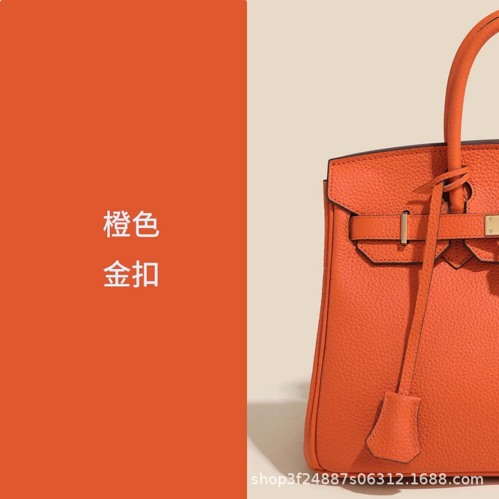 Premium Top-Layer Cowhide Leather with Pebbled Texture, Birkin-Inspired Tote Bag for Women, Spacious Large Capacity Top-Handle Shoulder Crossbody Handbag with Luxurious Feel