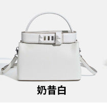 New Fall/Winter Premium Top-Handle Handbag for Women, Versatile Shoulder Crossbody Tote with Studded Turn-Lock Closure & Sophisticated Design, Perfect Commuter Bag for Everyday Elegance