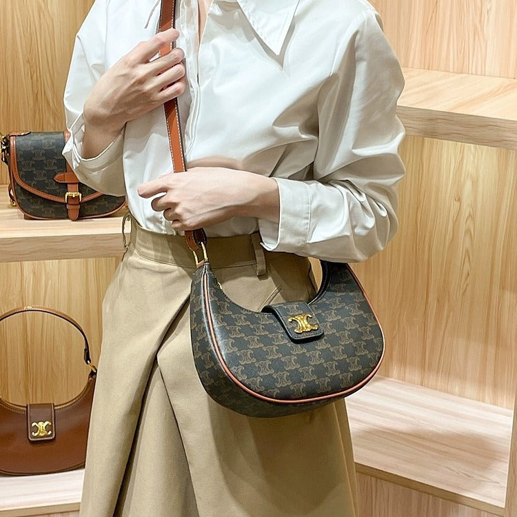 Genuine Leather Underarm Handbag for Women, New Fall Winter Trendy Small Top Handle Crossbody Purse, Versatile Casual Bag for Ladies