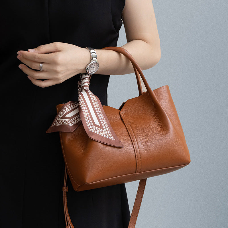 Top Layer Cowhide Tote Bag for Women Large Capacity Crossbody Shoulder Handbag, Premium Summer Purse with Niche Designer Appeal