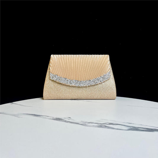 Women's Pleated Evening Clutch, Glamorous Banquet Bag for Cheongsam Formal Dress, Minimalist Bridal Purse for Wedding