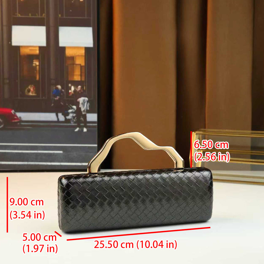 New Arrival Wave Metal Handle Baguette Bag for Women, A Woven Shoulder Crossbody Handbag with Premium Trendy Design