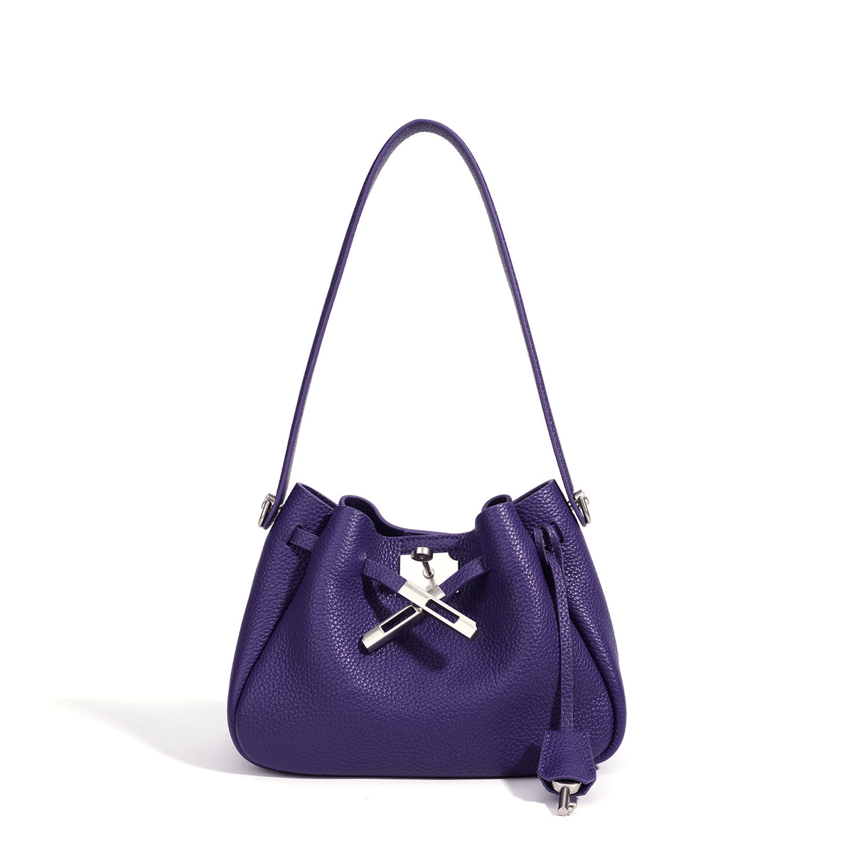 Genuine Pebbled Soft Leather Bucket Bag for Women, Relaxed Versatile Underarm Shoulder Crossbody Purse, Spring Summer Premium Niche Handbag for Ladies