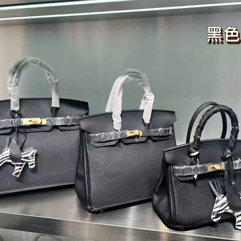 Premium Top-Layer Cowhide Birkin-Inspired Tote Bag for Women, High-Quality Large Capacity Shoulder Crossbody Handbag with Versatile Design, Perfect for Banquets & Everyday