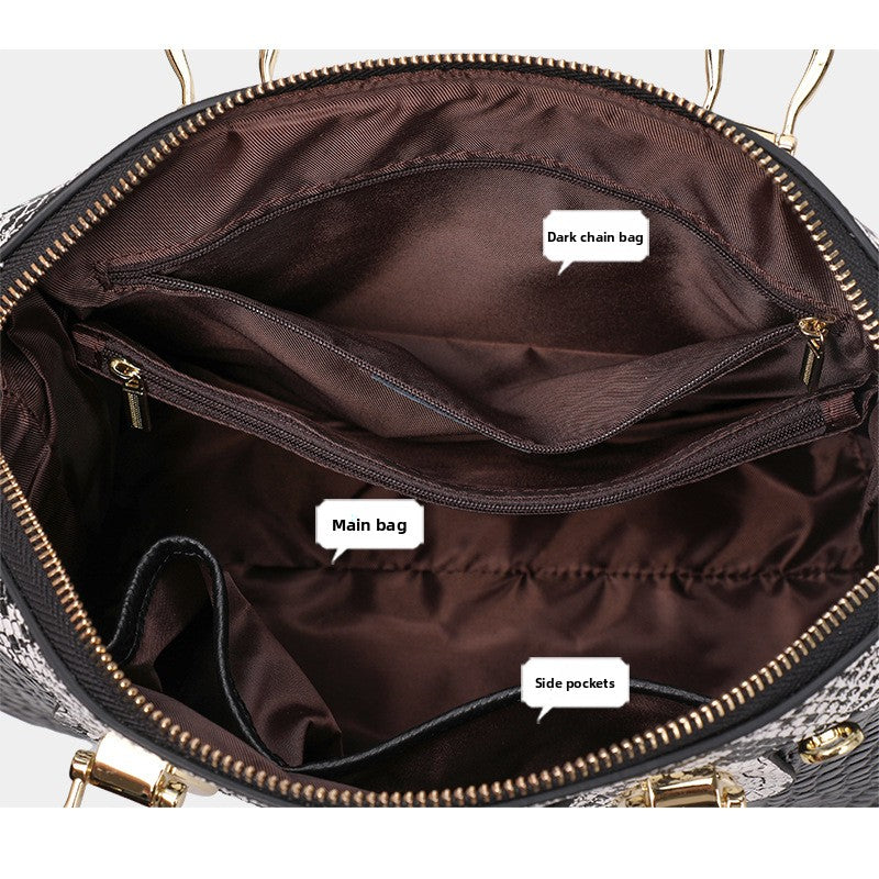New Crocodile-Embossed Leather Large Capacity Bag, Premium Crossbody Top Handle Purse, Stylish Cowhide Handbag for Women