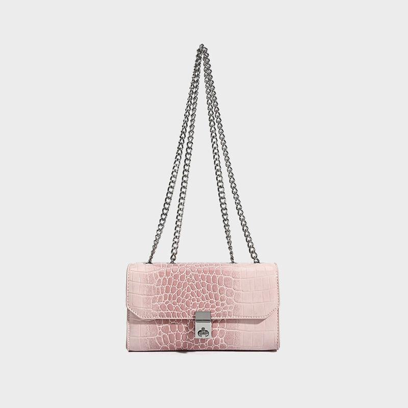 New Arrival Vintage Croc-Effect Small Crossbody Bag for Women, A Chain Shoulder Underarm Handbag with Versatile Fashionable Design