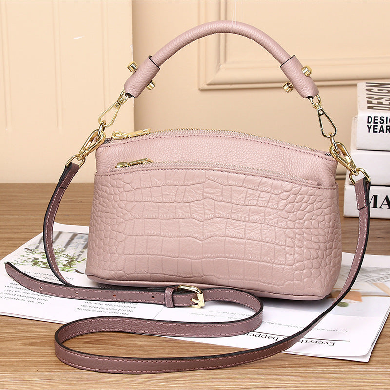 New Arrival Croc-Effect Genuine Leather Bag for Women, A Premium Top-Handle Crossbody Shoulder Handbag with Versatile Design