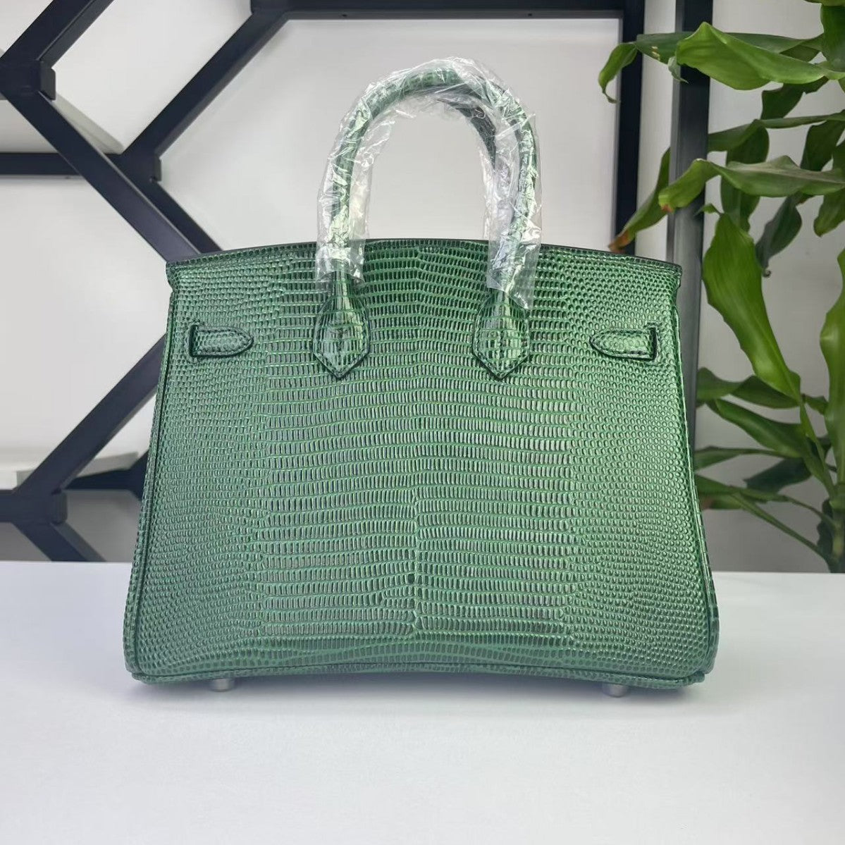 Fashionable Lizard-Embossed Birkin-Inspired Tote Bag for Women, Premium Stainless Steel Hardware 25cm Top-Layer Cowhide Handbag with Versatile Elegant Design