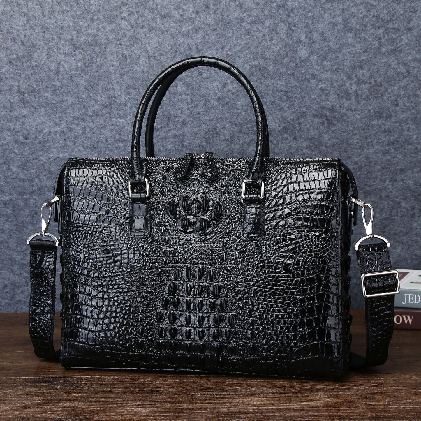 New Arrival Croc-Effect Business Briefcase for Men, A Large Capacity Document Laptop Shoulder Crossbody Bag with Professional Design, Perfect for Work & Travel