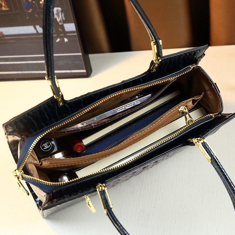 New Arrival Multi-Color Croc-Effect Commuter Bag for Women, A Large Capacity Top-Handle Shoulder Crossbody Handbag with Trendy Everyday Design 7990