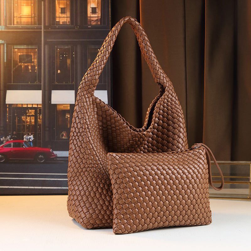 Handwoven Tote Bag for Women with Detachable Sub-Bag, Large Capacity Shoulder Underarm Handbag with Premium Trendy Design