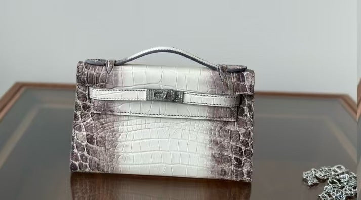 Genuine Leather Crocodile-Embossed Kelly-Style 22cm Bag for Women, 2025 New Small Square Shoulder Crossbody Top Handle Purse, Light Luxury Everyday Handbag for Ladies