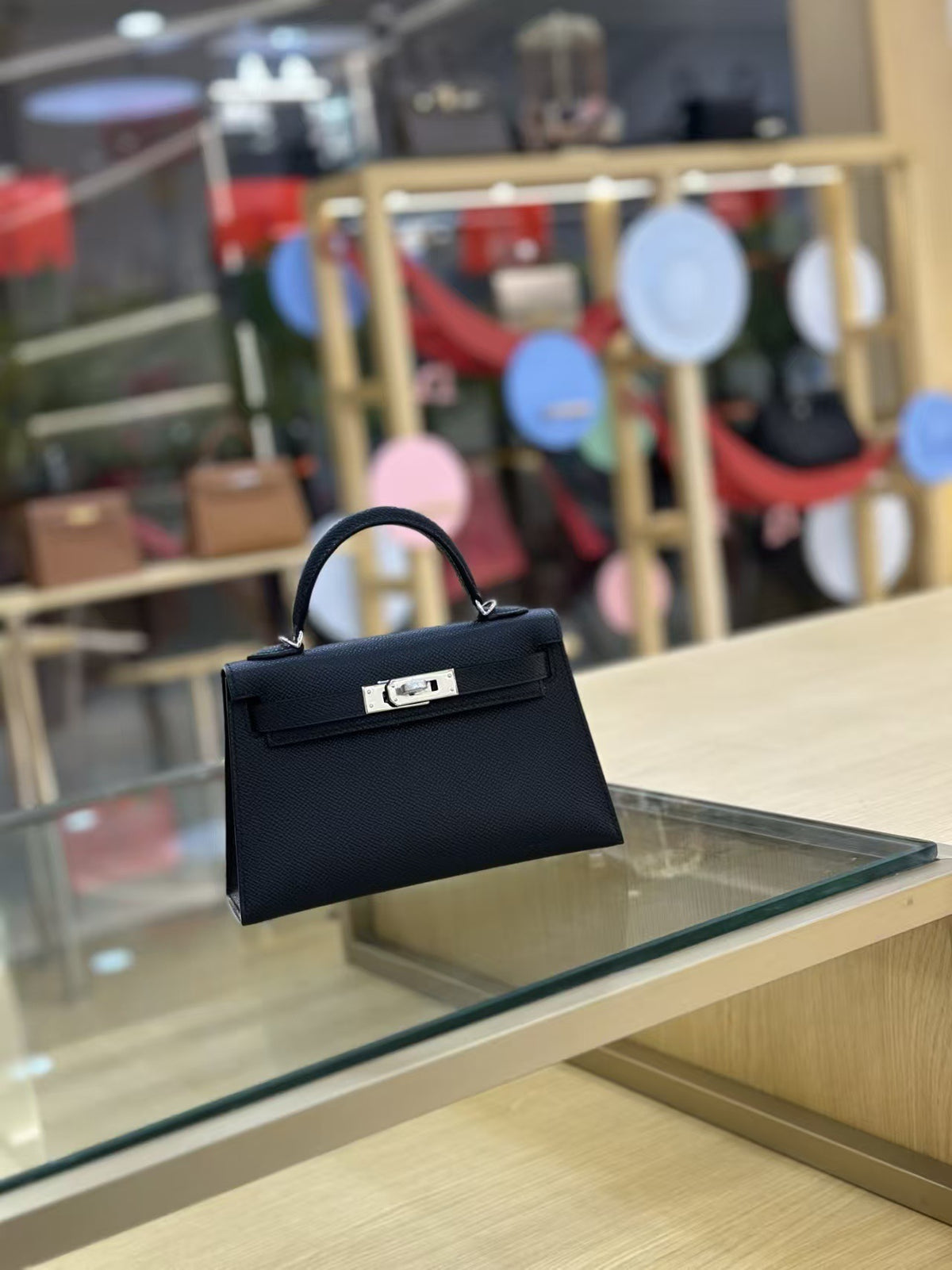 Genuine Leather Handmade Waxed Thread Mini 2nd Gen Kelly-Style Bag for Women, Classic Palm Texture Shoulder Crossbody Top Handle Purse, Premium Handbag for Ladies