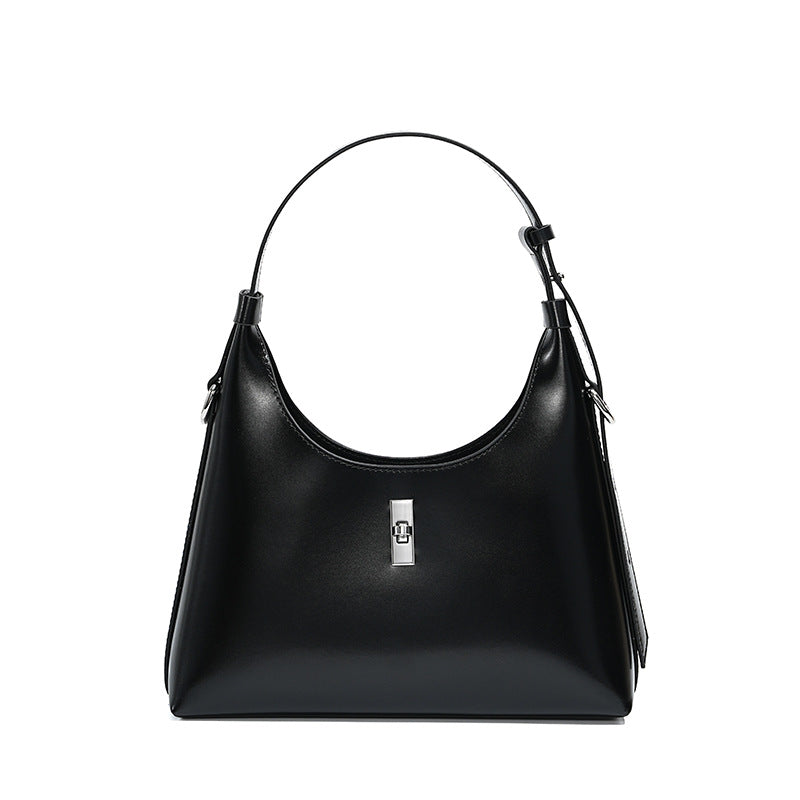 New Vintage Baguette Underarm Tote in Genuine Cowhide, Premium Shoulder Crossbody Top Handle Purse, Versatile Handbag for Women