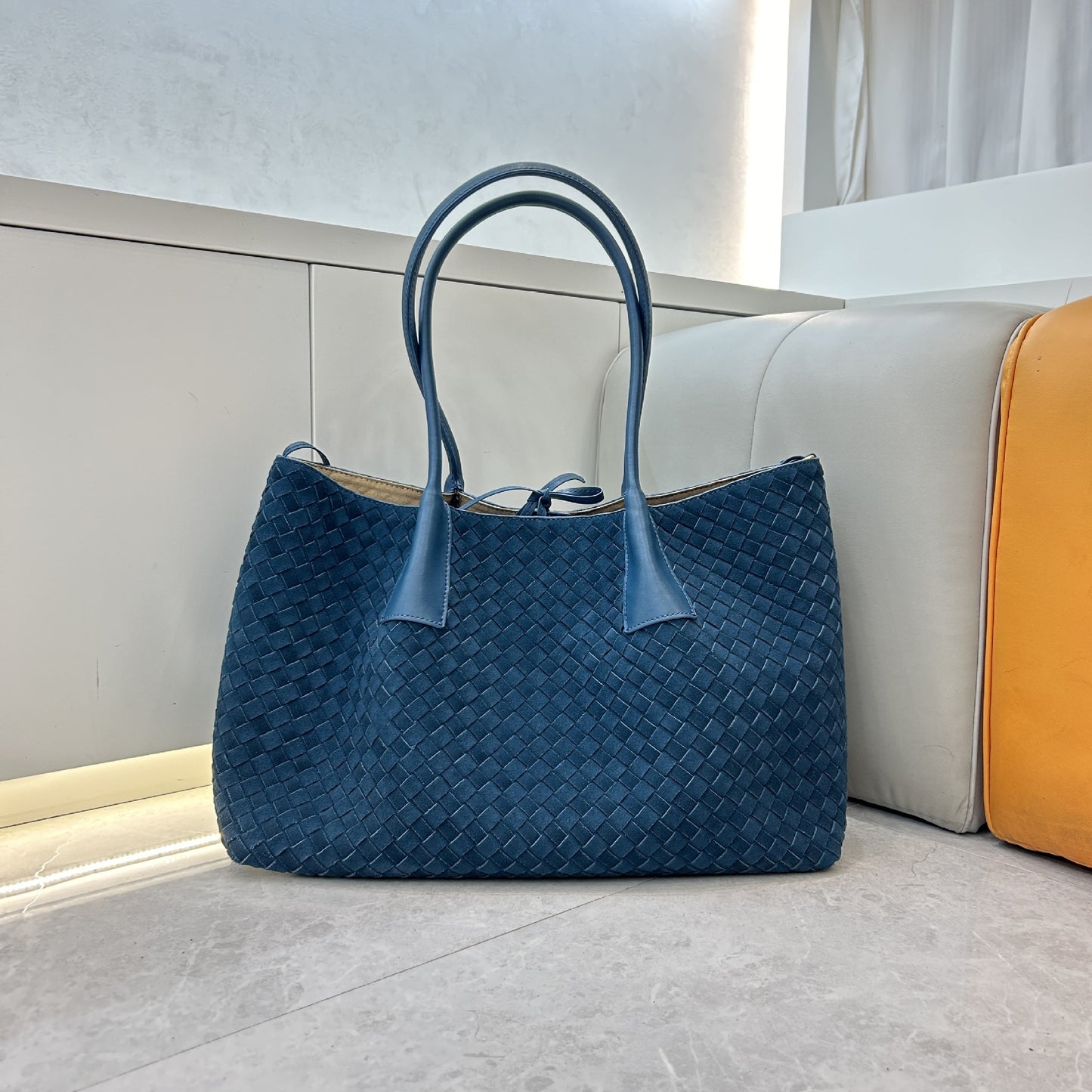 First layer cowhide matte woven tote bag, portable messenger, one shoulder, underarm bag, large capacity mommy bag, women's