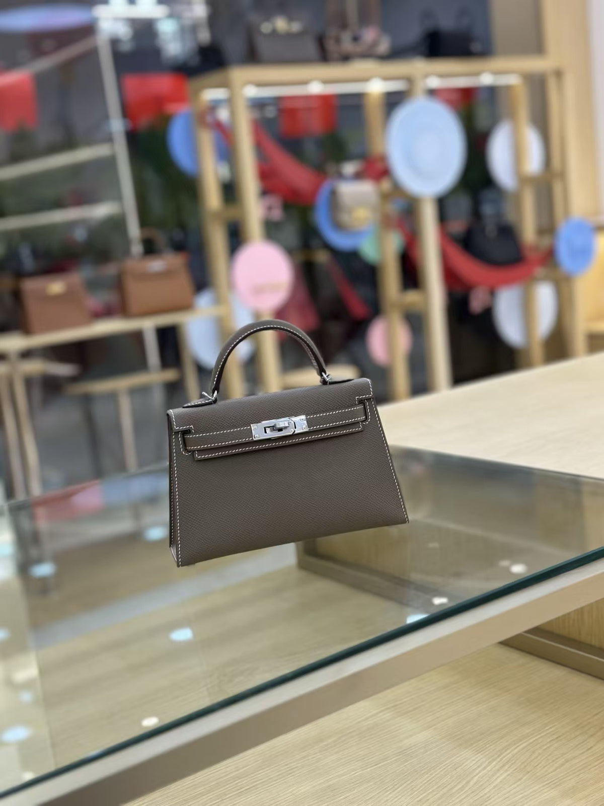 Genuine Leather Handmade Waxed Thread Mini 2nd Gen Kelly-Style Bag for Women, Classic Palm Texture Shoulder Crossbody Top Handle Purse, Premium Handbag for Ladies