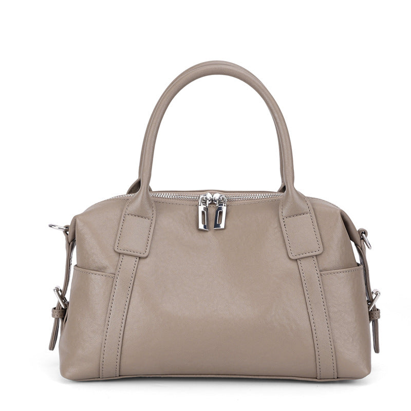 Genuine Leather Slouchy Boston Tote Bag for Women Elegant Commuter Shoulder Handbag, Versatile Trendy Purse with Classic Silhouette