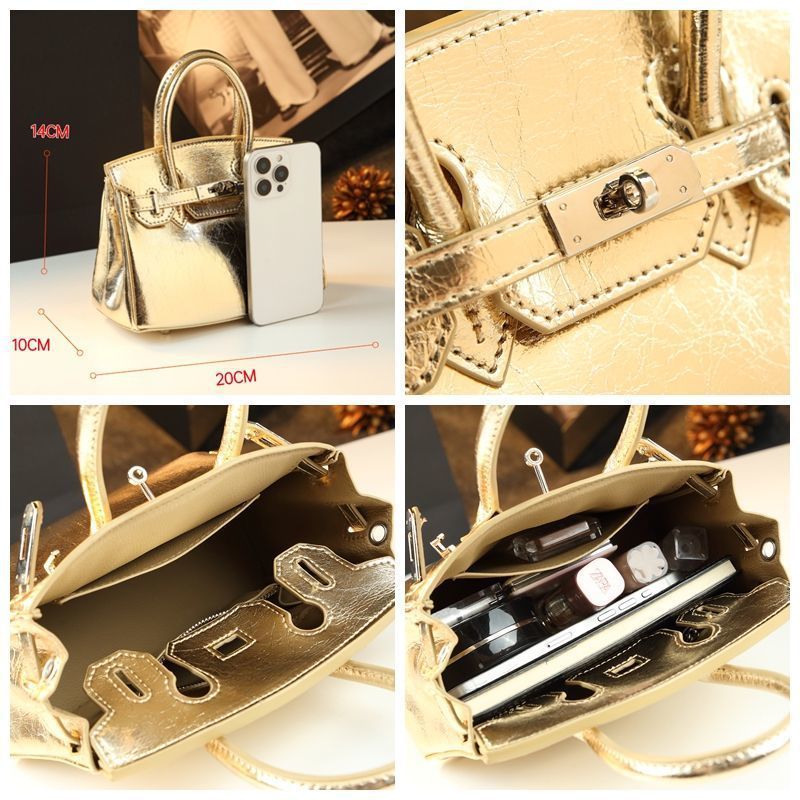 New Arrival Minimalist Birkin-Inspired Tote Bag for Women, Premium Genuine Leather Top-Handle Shoulder Crossbody Handbag with Stylish Charm Detail, Versatile Everyday Purse