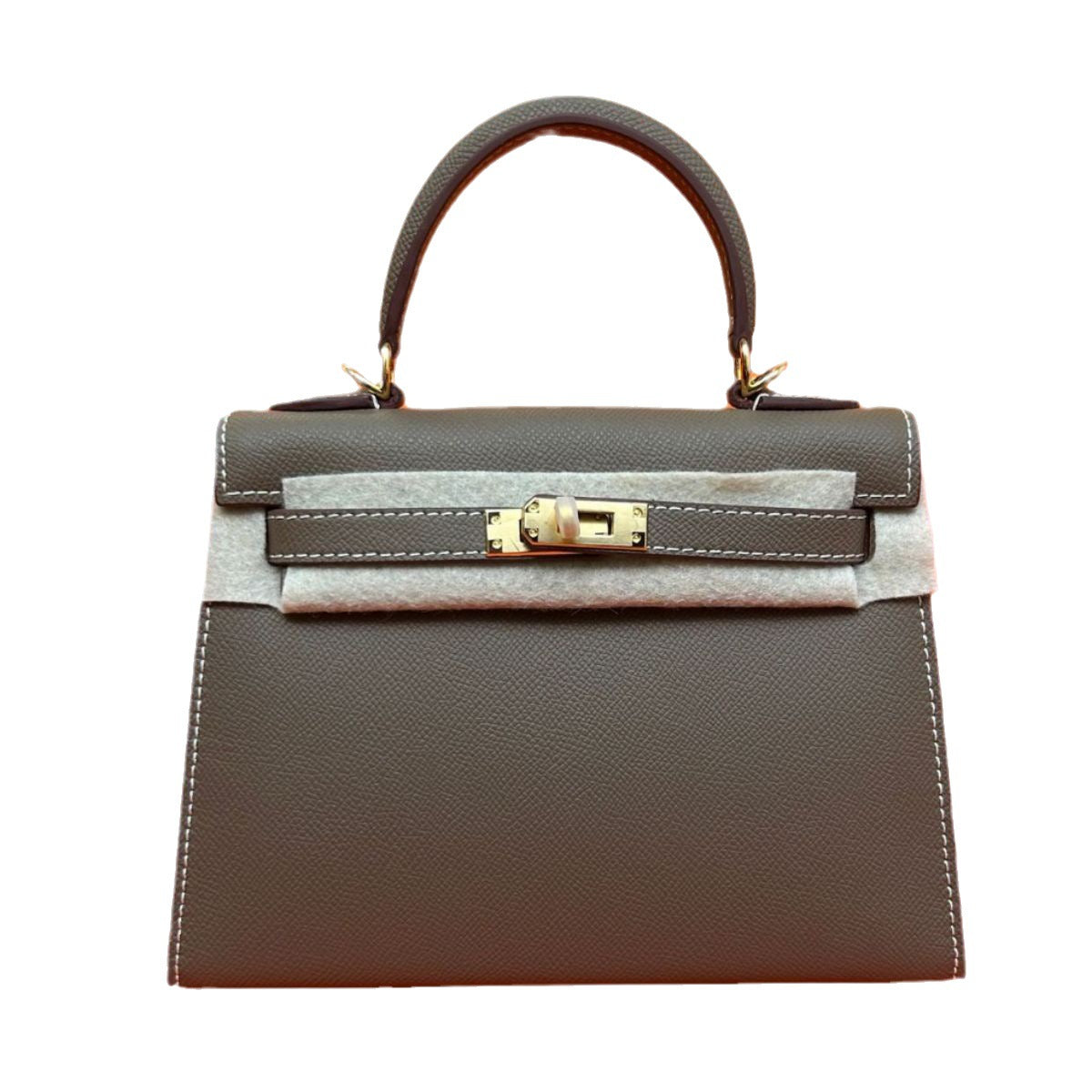 Genuine Leather Palm Texture 2nd Gen Kelly-Style Bag for Women, New Mini Birkin-Style Top Handle Crossbody Purse, Premium Trendy Handbag for Ladies