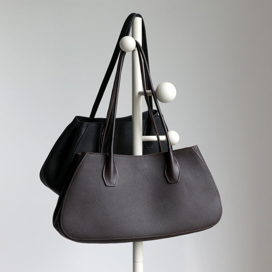 Top Layer Cowhide Minimalist Underarm Tote Bag for Women Vintage Commuter Shoulder Handbag, Premium Purse with Clean Versatile Design