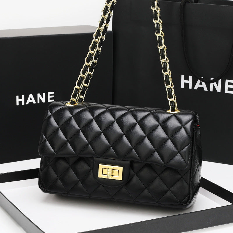 Women's Genuine Leather Quilted Chain Flap Bag, Chanel-Inspired Shoulder Cross-Body Handbag with Classic Diamond Stitching, New Stylish Large Tote Purse for Everyday Versatility