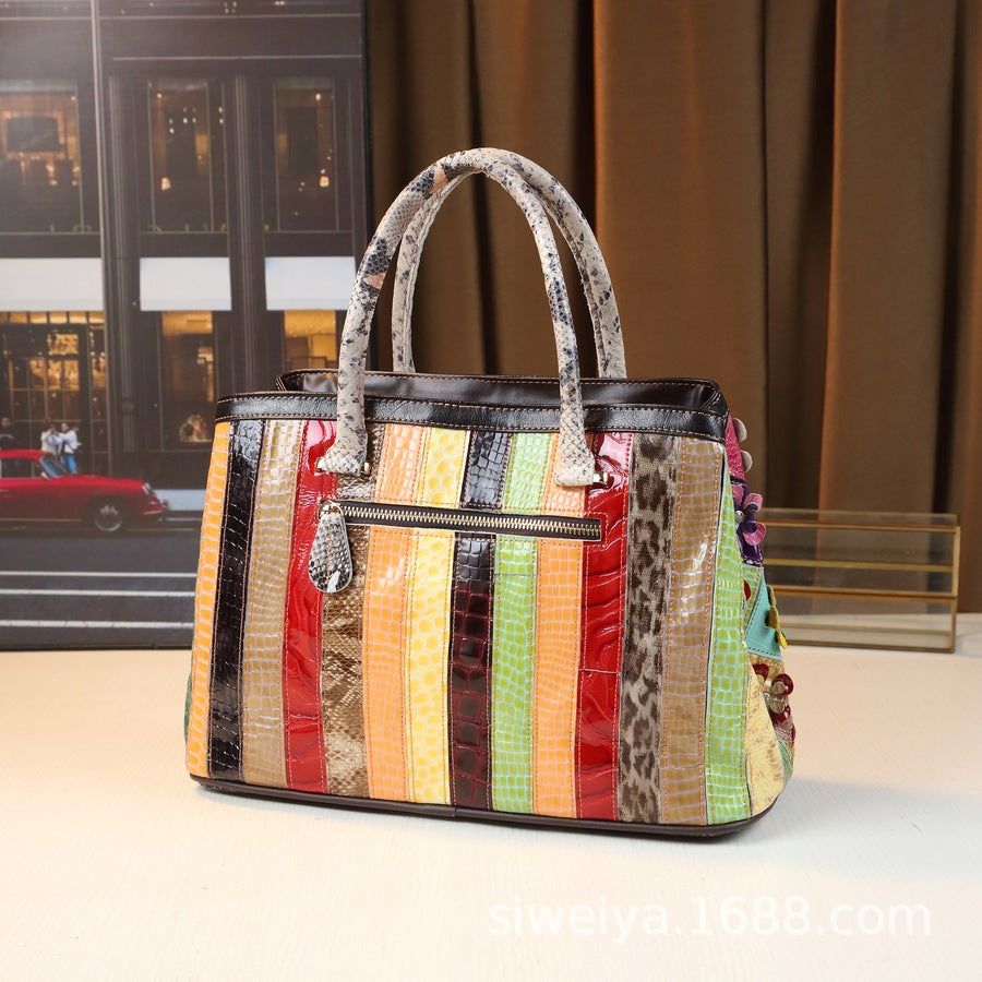 New Arrival Floral Color-Blocked Handbag for Women, A Trendy Top-Handle Crossbody Shoulder Bag with Versatile Fashionable Design, Perfect Everyday Purse