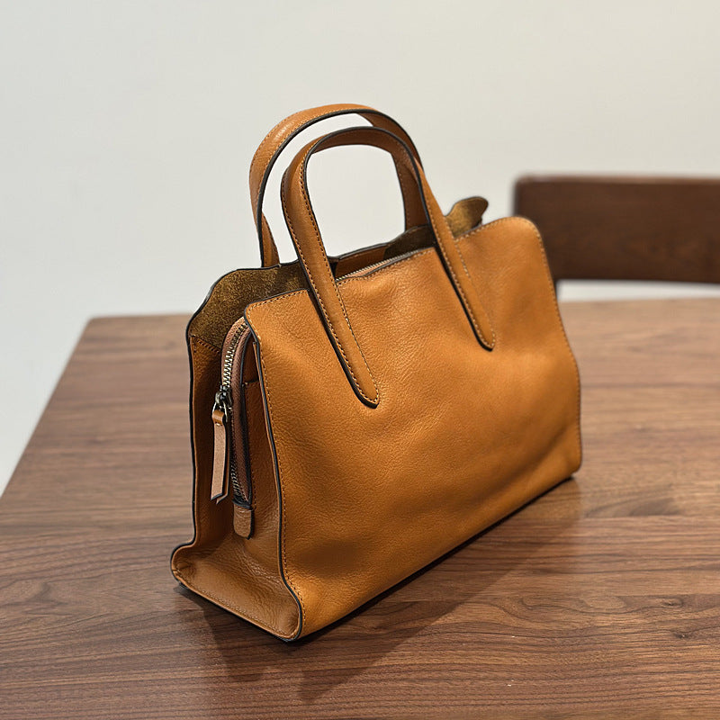 Genuine Top Layer Cowhide Tote Bag for Women, New Spring Casual Versatile Shoulder Crossbody Purse, Small Leather Handbag for Ladies