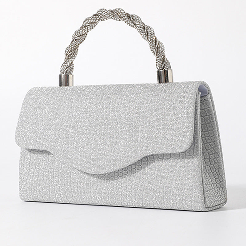 Rhinestone Embellished Evening Clutch for Women, New Sparkly Electroplated Top Handle Bag, European Style Ladies Handbag for Parties