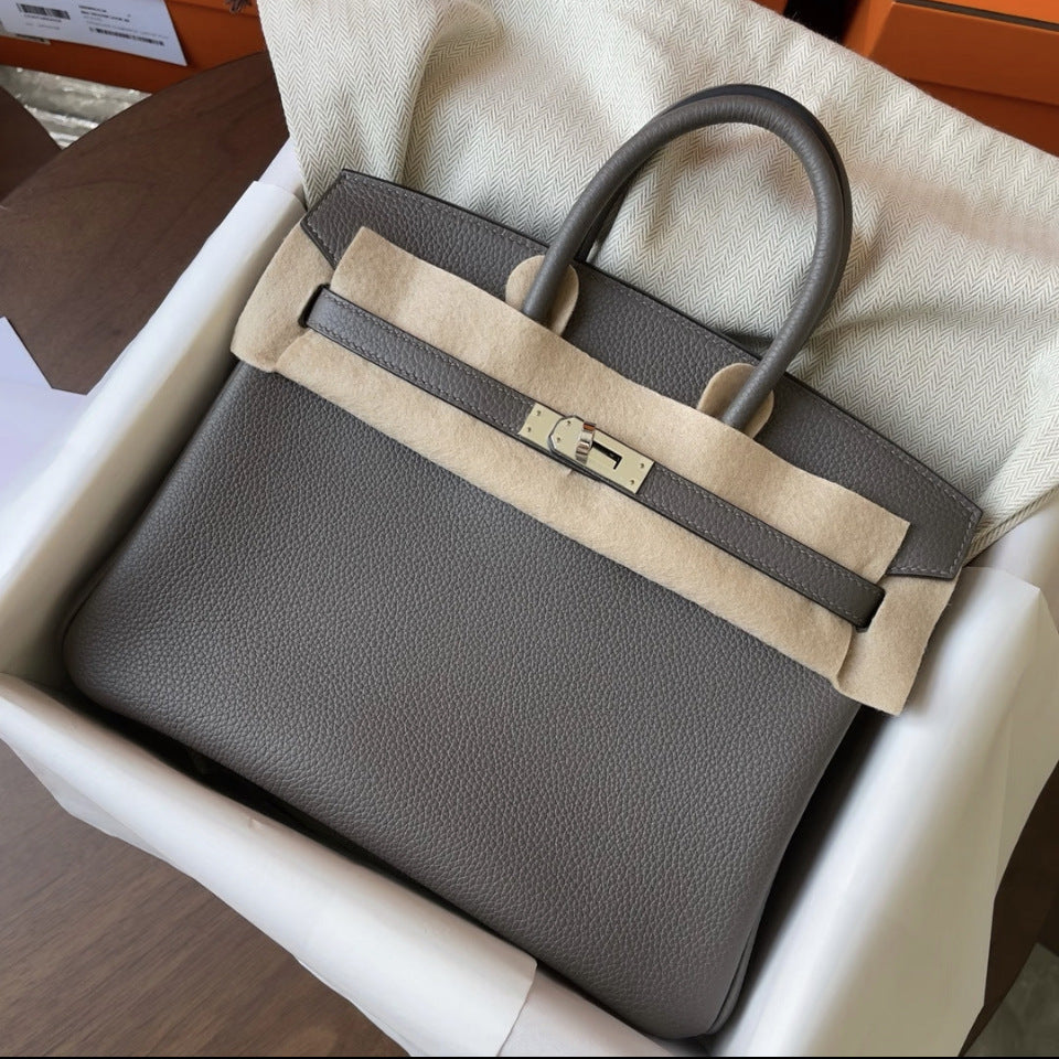 Chic Top-Layer Cowhide Birkin & Kelly-Inspired Tote Bag for Women, Genuine Leather Large Capacity Shoulder Top-Handle Handbag with Elegant Design, Ideal Bridal Purse