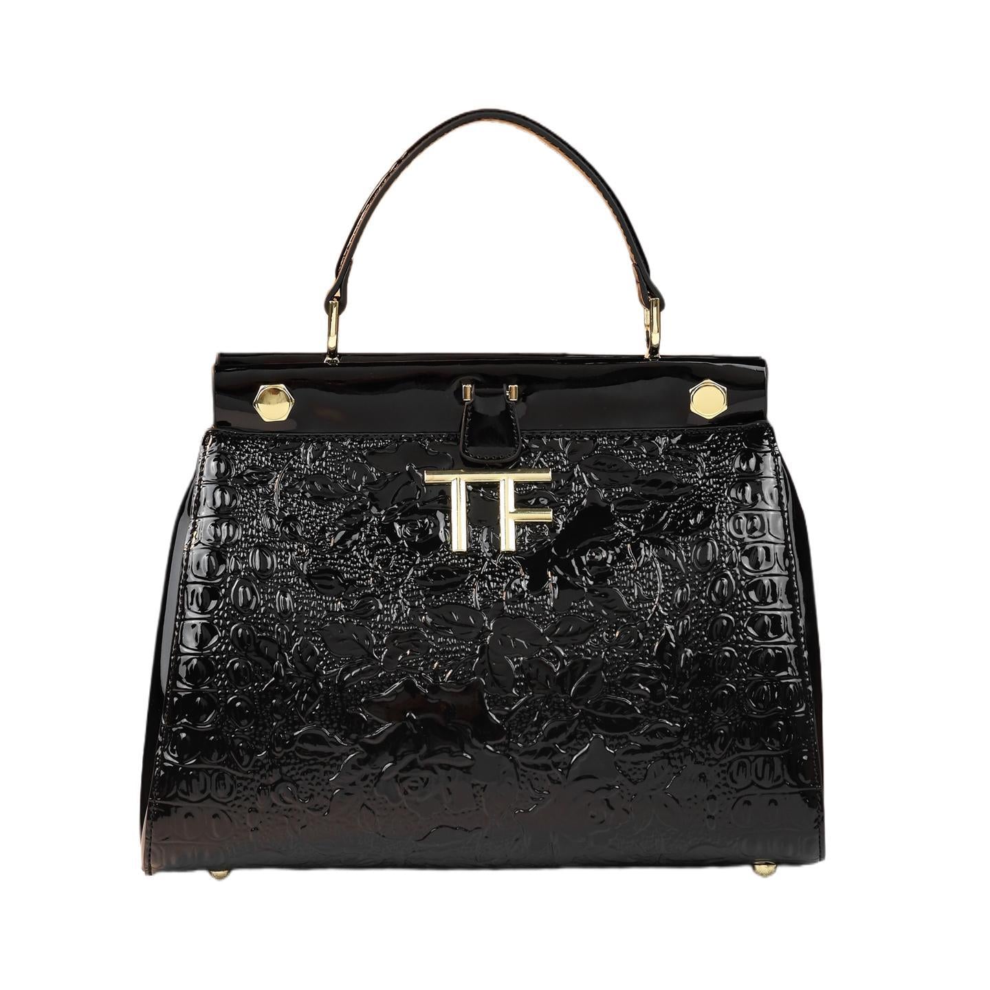 New Arrival Croc-Effect Genuine Leather Tote Bag for Women, A Versatile Shoulder Crossbody Top-Handle Handbag Perfect for Moms