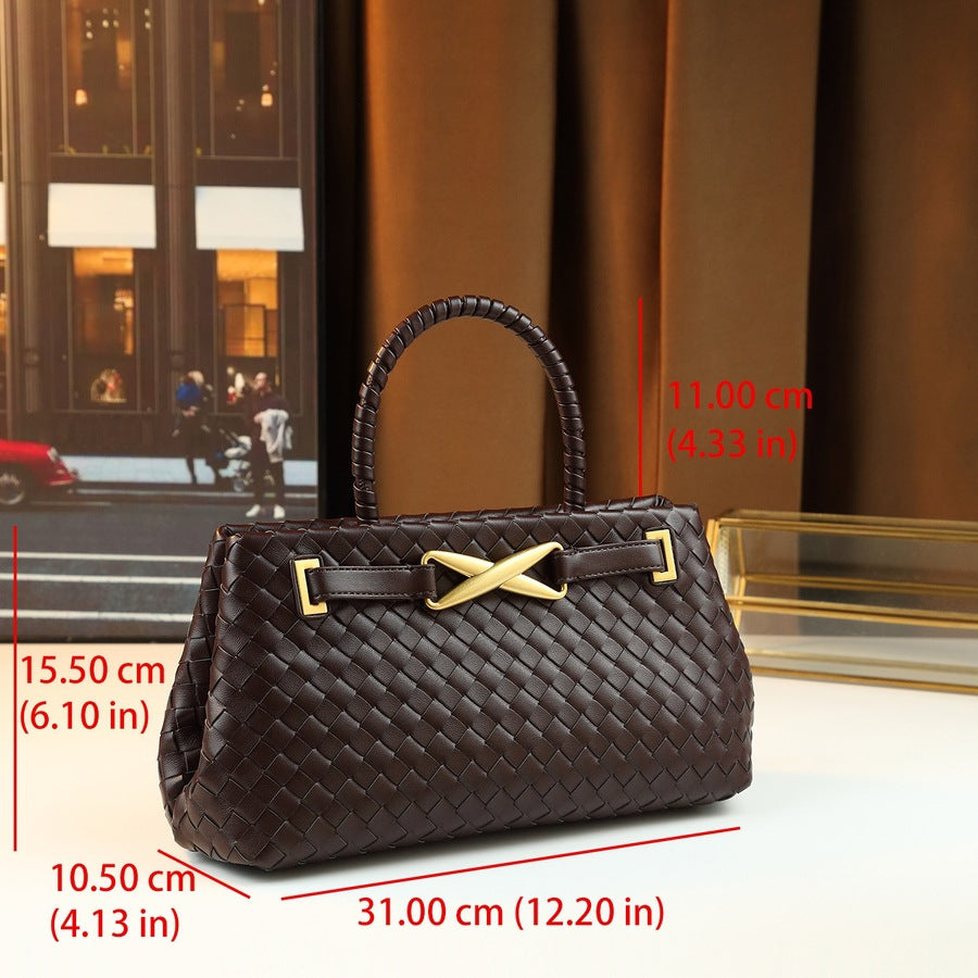 PU Woven Bucket Bag for Women Summer Shoulder Crossbody Handbag, Bestselling Versatile Purse with Natural Woven Texture