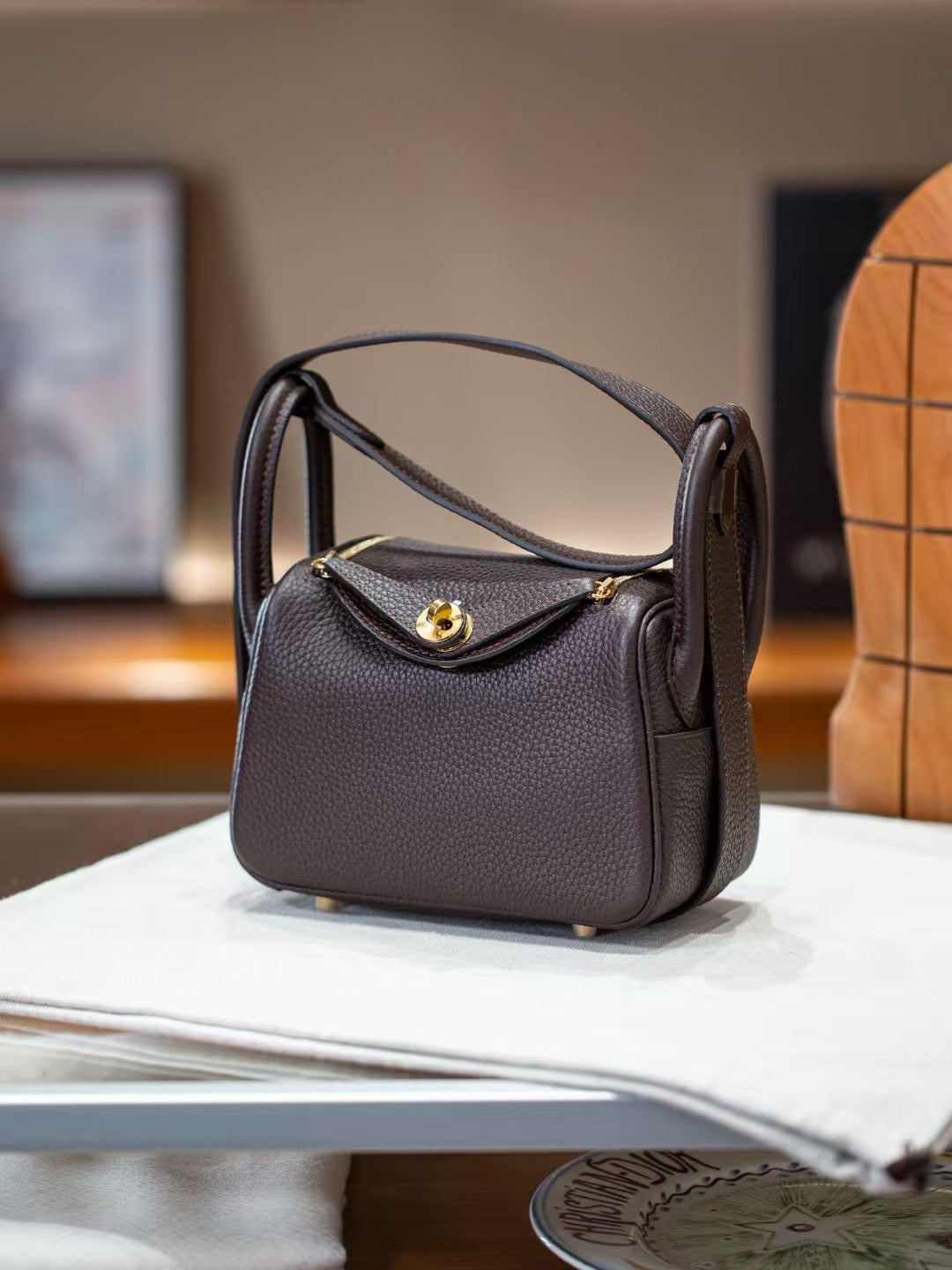 Women's Lindy-Style Cross-Body Shoulder Bag 19-26cm, Hermès-Inspired Top-Handle Handbag in Premium TC Full-Grain Cowhide Leather, Versatile Satchel for Work, Travel & Daily Use, New Arrival