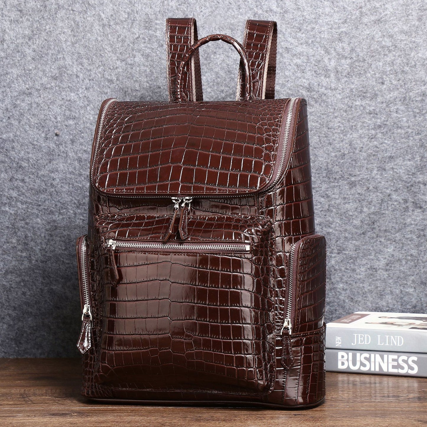 New Arrival Classic Croc-Effect Backpack for Men & Women, A Large Capacity Outdoor Travel Daypack with High-End Casual Design, Perfect for School & Adventure