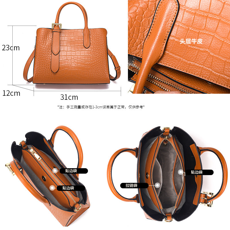 New Arrival Croc-Effect Genuine Leather Tote Bag for Women, A Large Capacity Lady-Inspired Top-Handle Handbag with Fashionable Premium Design, Perfect Everyday Purse