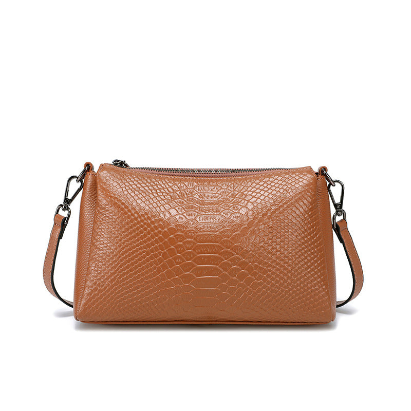 New Arrival Croc-Effect Genuine Leather Mom Bag for Women, A Classic Top-Layer Cowhide Shoulder Underarm Handbag with Versatile Commuter Design, Perfect Everyday Purse